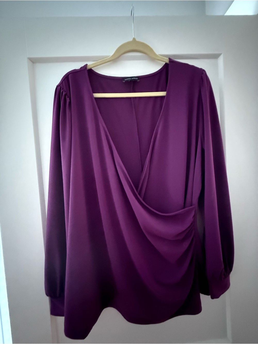 Universal Standard Draped V-Neck Blouse in Plum